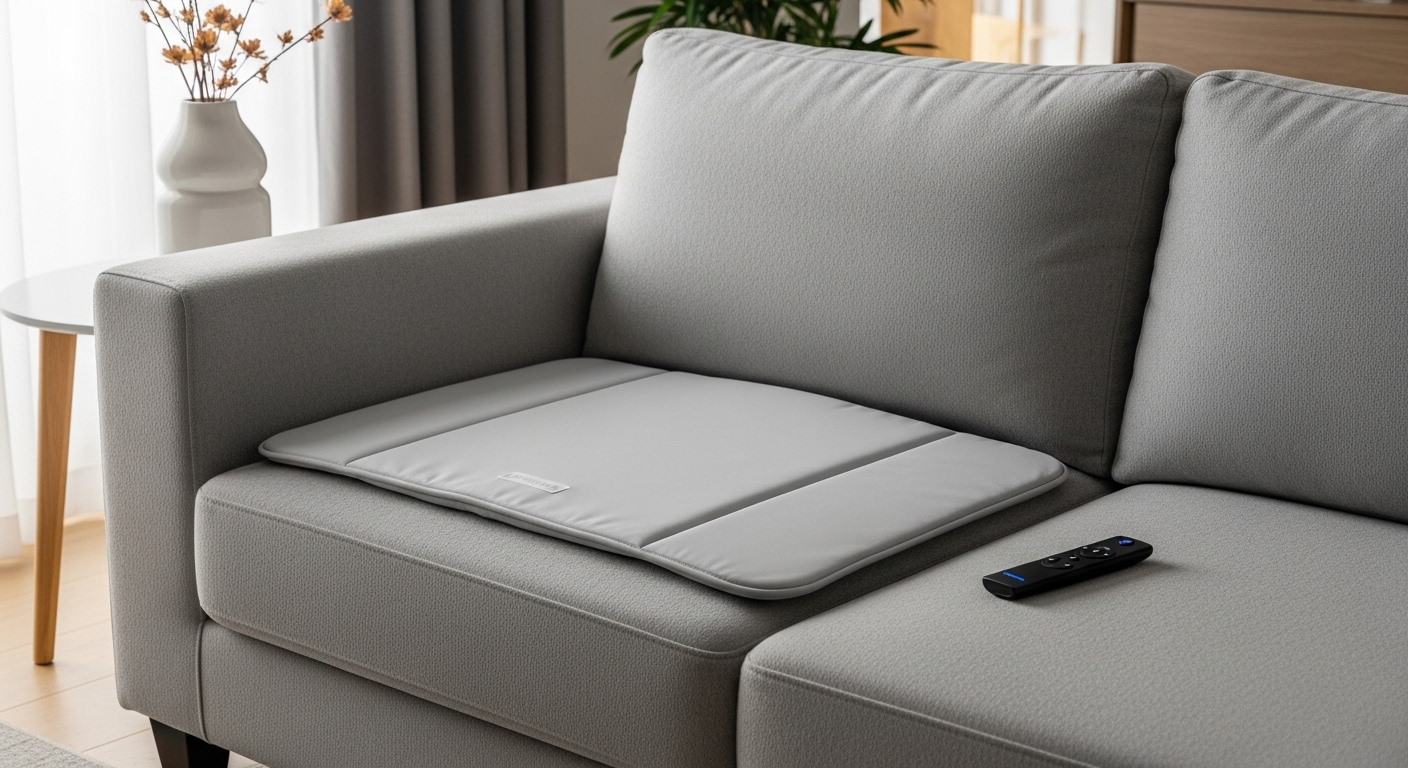 既存のソファの上に置いて使う、シートタイプのマッサージ機