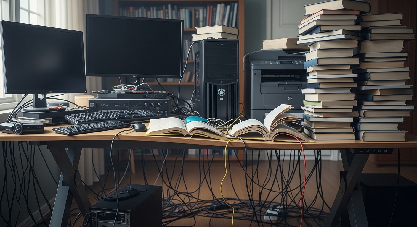 重いモニターや本で耐荷重オーバーになっているガス圧昇降テーブル